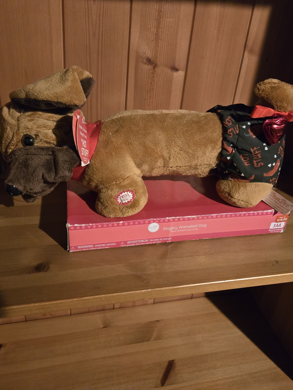 Brown Plush Singing Animated Dog Toy with Bandana